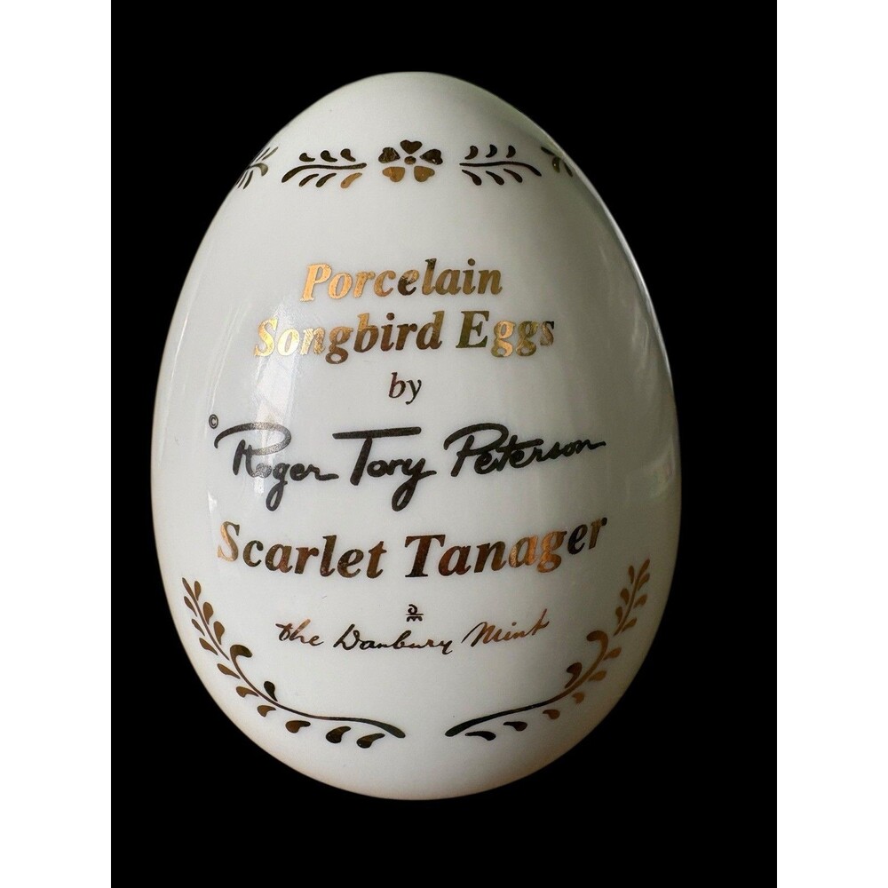 Danbury Mint Roger Tory Peterson Porcelain Songbird Egg Scarlet Tanager 1995 - Picture 5 of 6
